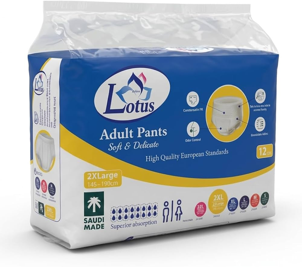 Zahrat Lotus Adult Pants Soft & Delicate 2XLarge 145-190cm 12 Pieces